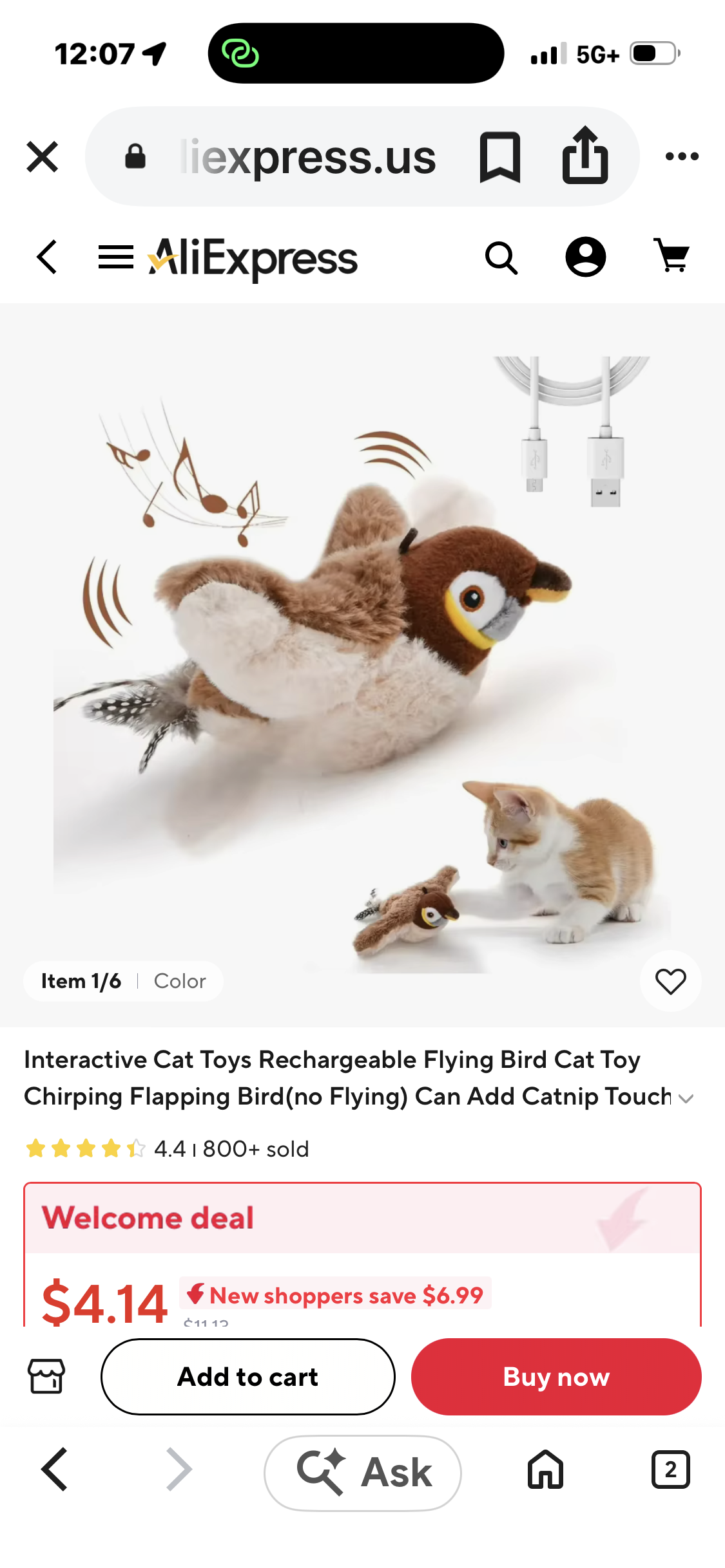 Interactive flapping bird cat teaser with dangling stream attachment
