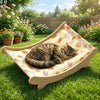 Pet Bed Waterproof Cat Ice Cushion Wooden Frame Elevated Design Pet Cooling Mat Cartoon Printed Breathable Pet Lounger Summer