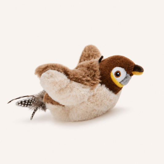 Interactive flapping bird teaser for indoor cats